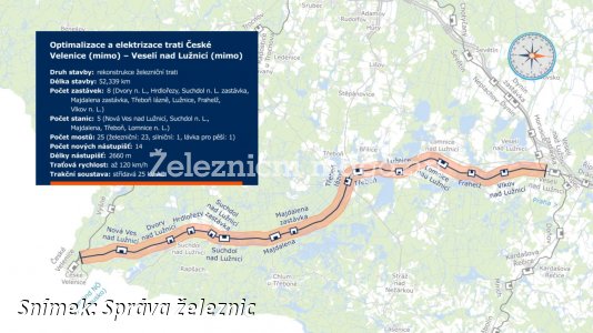 Otevírají se tendry k přestavbě 52 km tratě podél Lužnice